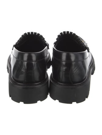 Celine Leather Chain-Link Accents Loafers