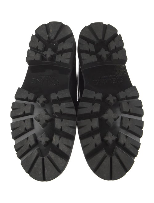 Celine Leather Chain-Link Accents Loafers