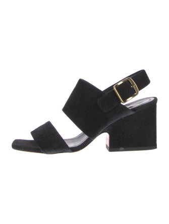 Celine Suede Cutout Accent Slingback Sandals