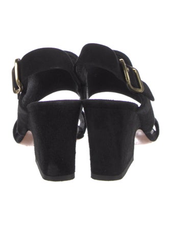 Celine Suede Cutout Accent Slingback Sandals