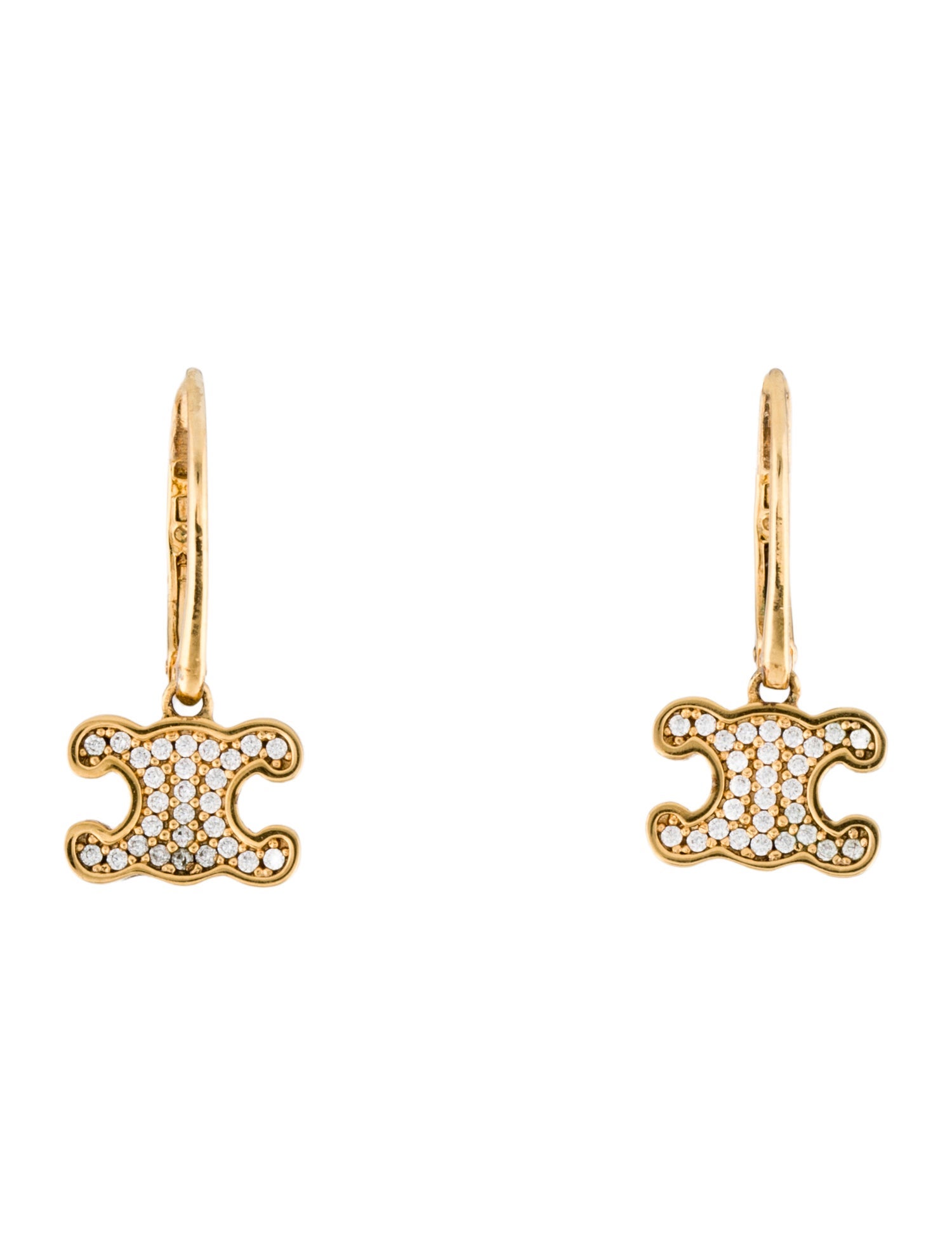 Celine Triomphe Crystals Drop Earrings