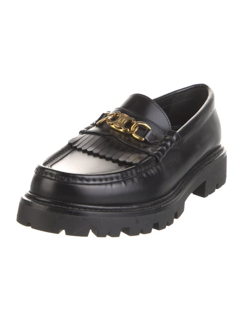 Celine Leather Fringe Trim Accent Loafers