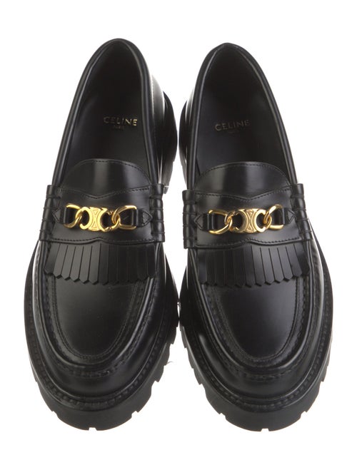 Celine Leather Fringe Trim Accent Loafers