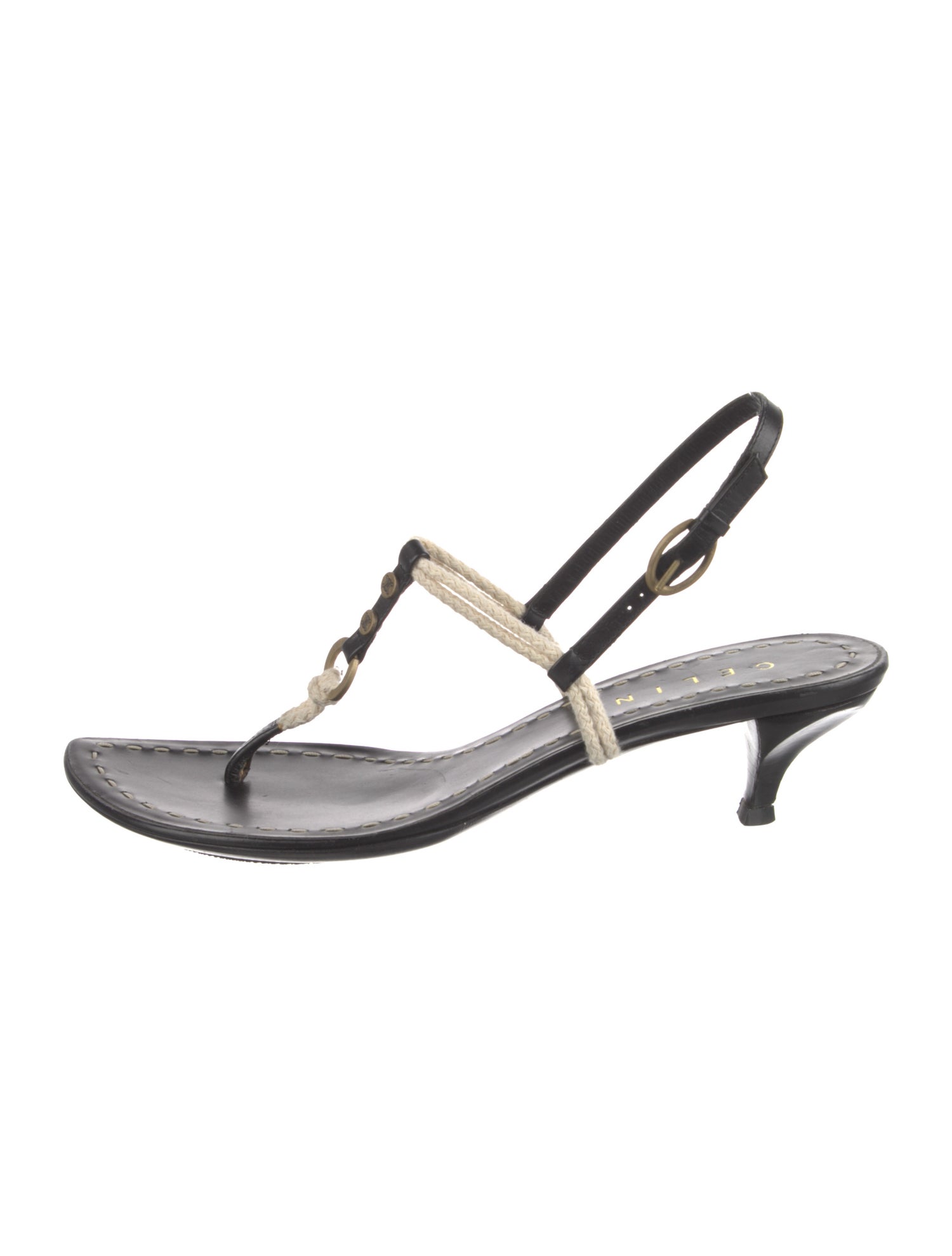 Celine Vintage Leather T-Strap Sandals