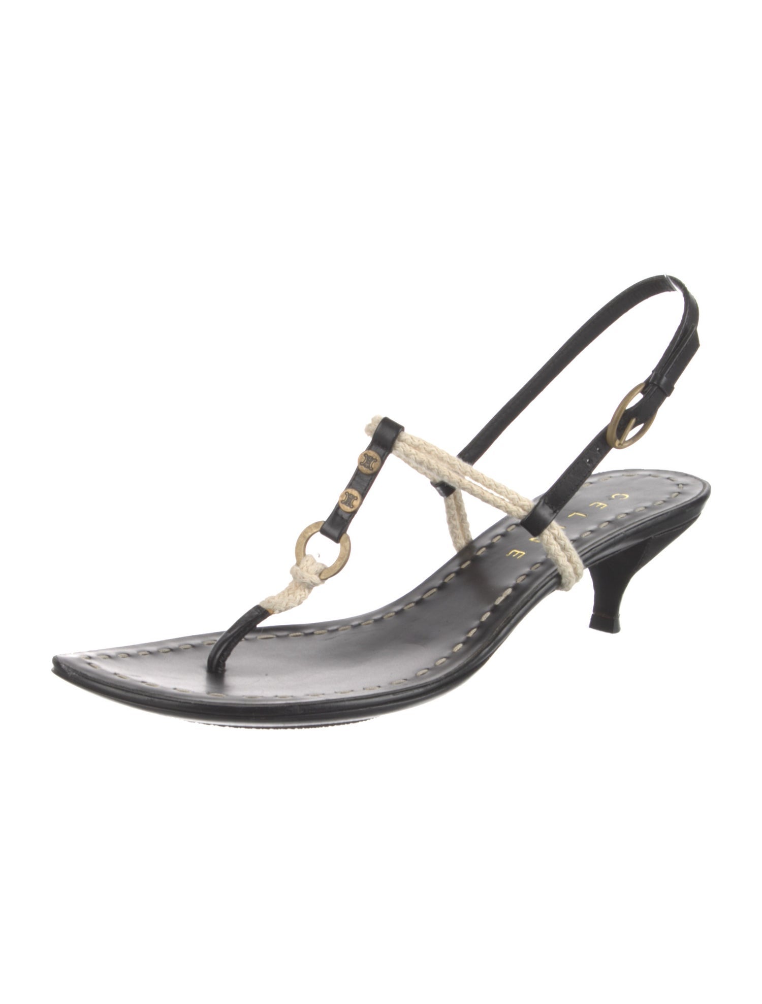 Celine Vintage Leather T-Strap Sandals
