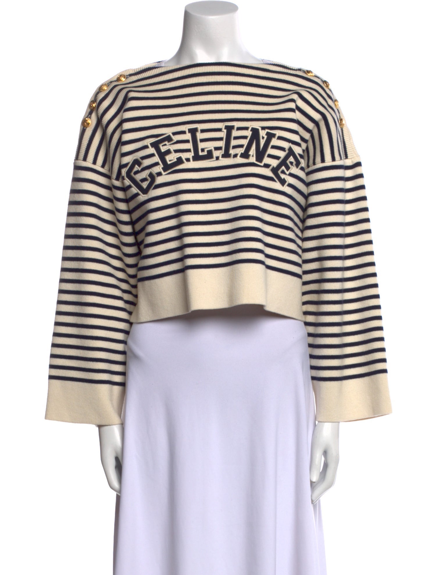 Celine Striped Bateau Neckline Sweater