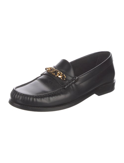 Celine Leather Chain-Link Accents Loafers