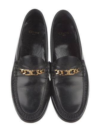 Celine Leather Chain-Link Accents Loafers