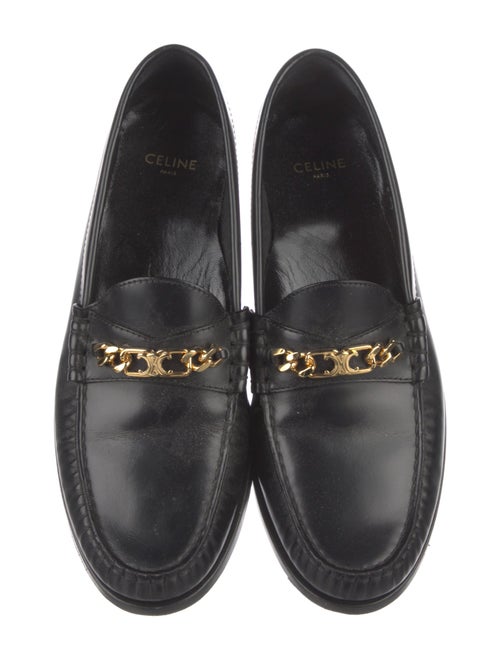 Celine Leather Chain-Link Accents Loafers