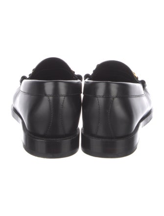 Celine Leather Chain-Link Accents Loafers