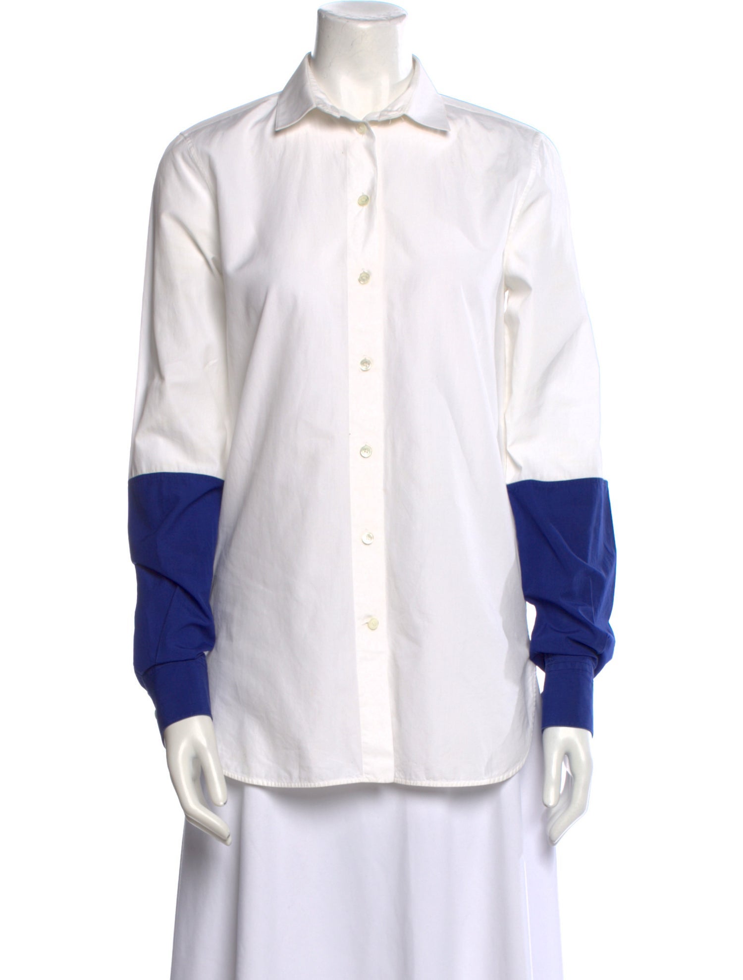 Celine Colorblock Pattern Long Sleeve Button-Up Top