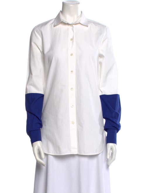 Celine Colorblock Pattern Long Sleeve Button-Up Top