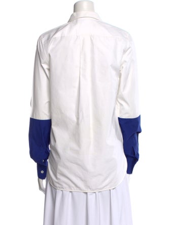Celine Colorblock Pattern Long Sleeve Button-Up Top