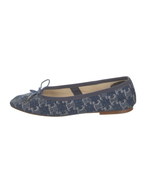 Celine Triomphe Denim Ballet Flats