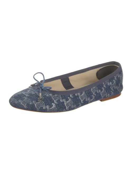 Celine Triomphe Denim Ballet Flats