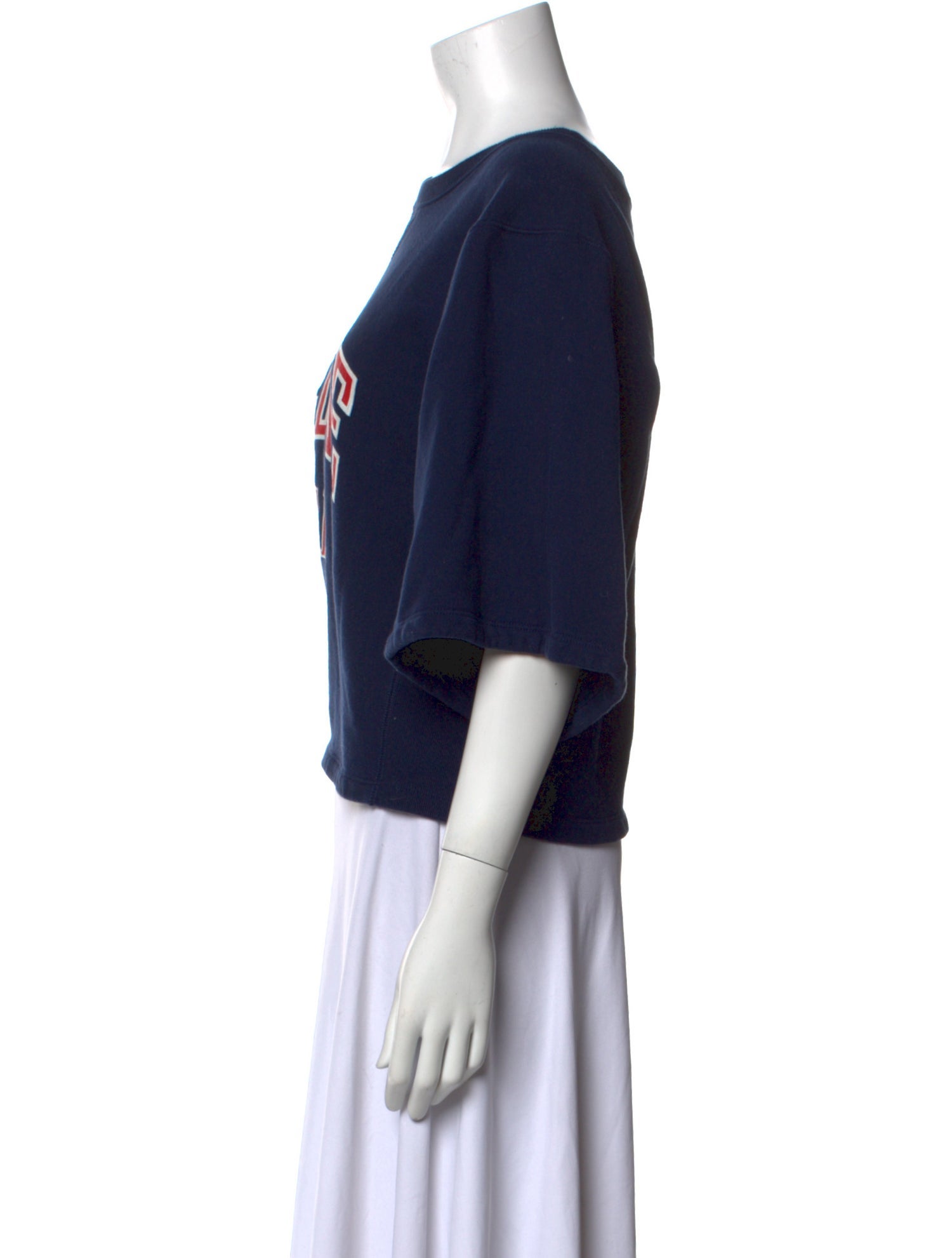 Celine Graphic Print Crew Neck Crop Top