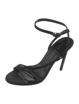 Celine Patent Leather Grosgrain Trim Sandals