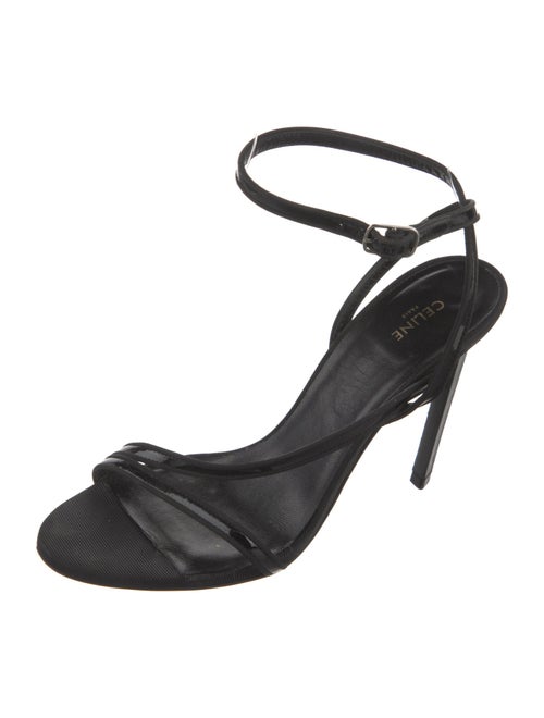 Celine Patent Leather Grosgrain Trim Sandals