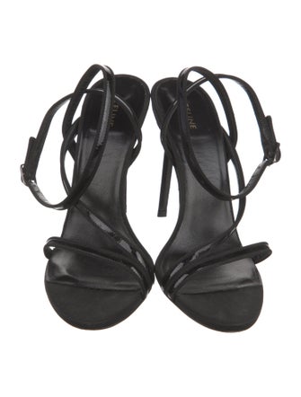 Celine Patent Leather Grosgrain Trim Sandals