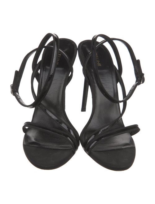 Celine Patent Leather Grosgrain Trim Sandals