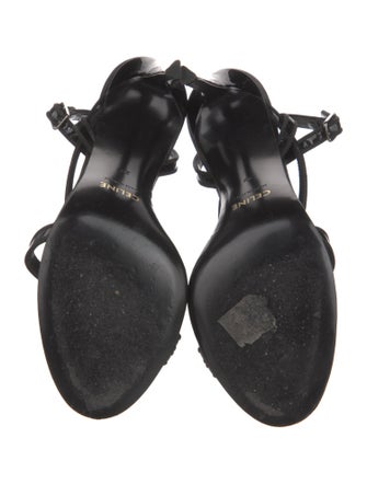 Celine Patent Leather Grosgrain Trim Sandals