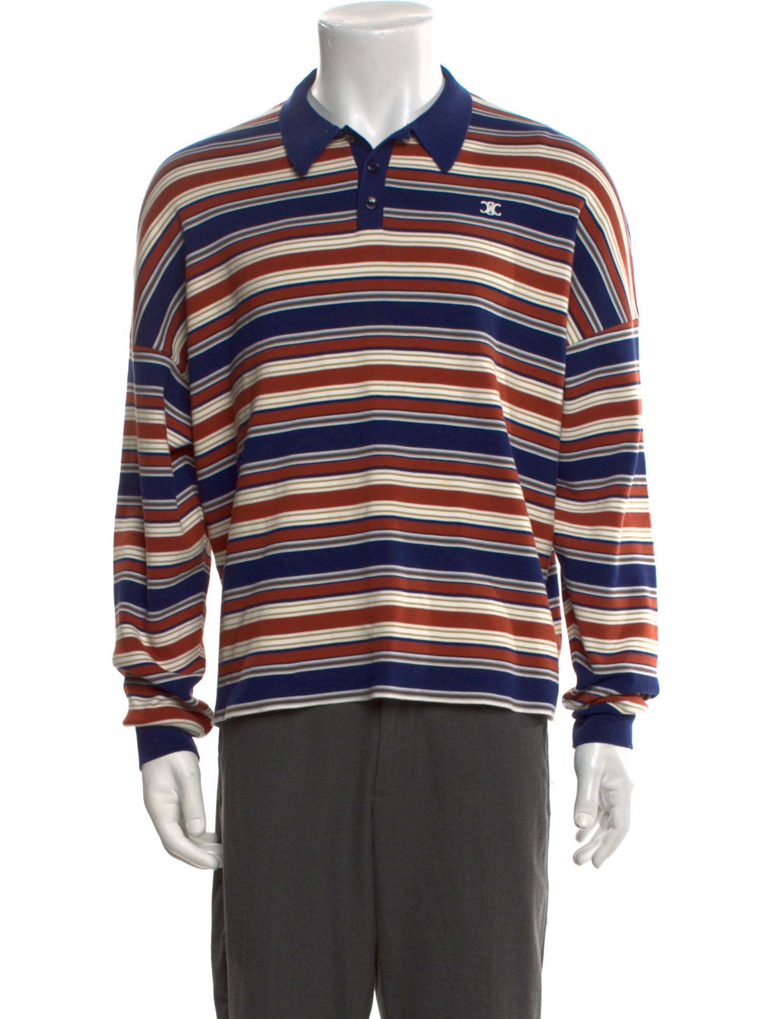 Celine Triomphe Striped Polo Shirt w/ Tags