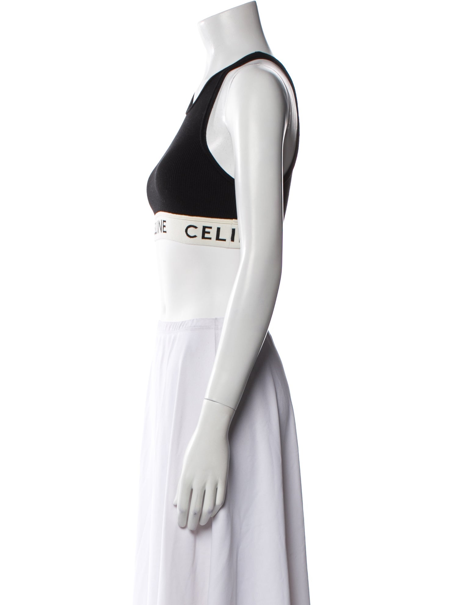 Celine Graphic Print Scoop Neck Crop Top