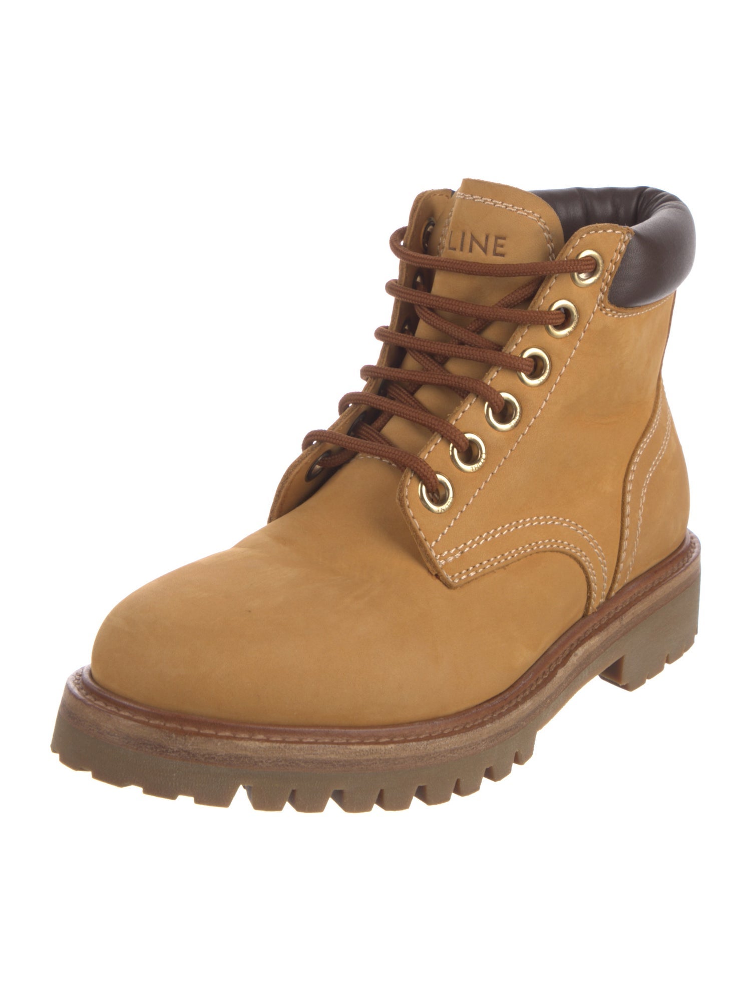 Celine Nubuck Colorblock Pattern Combat Boots