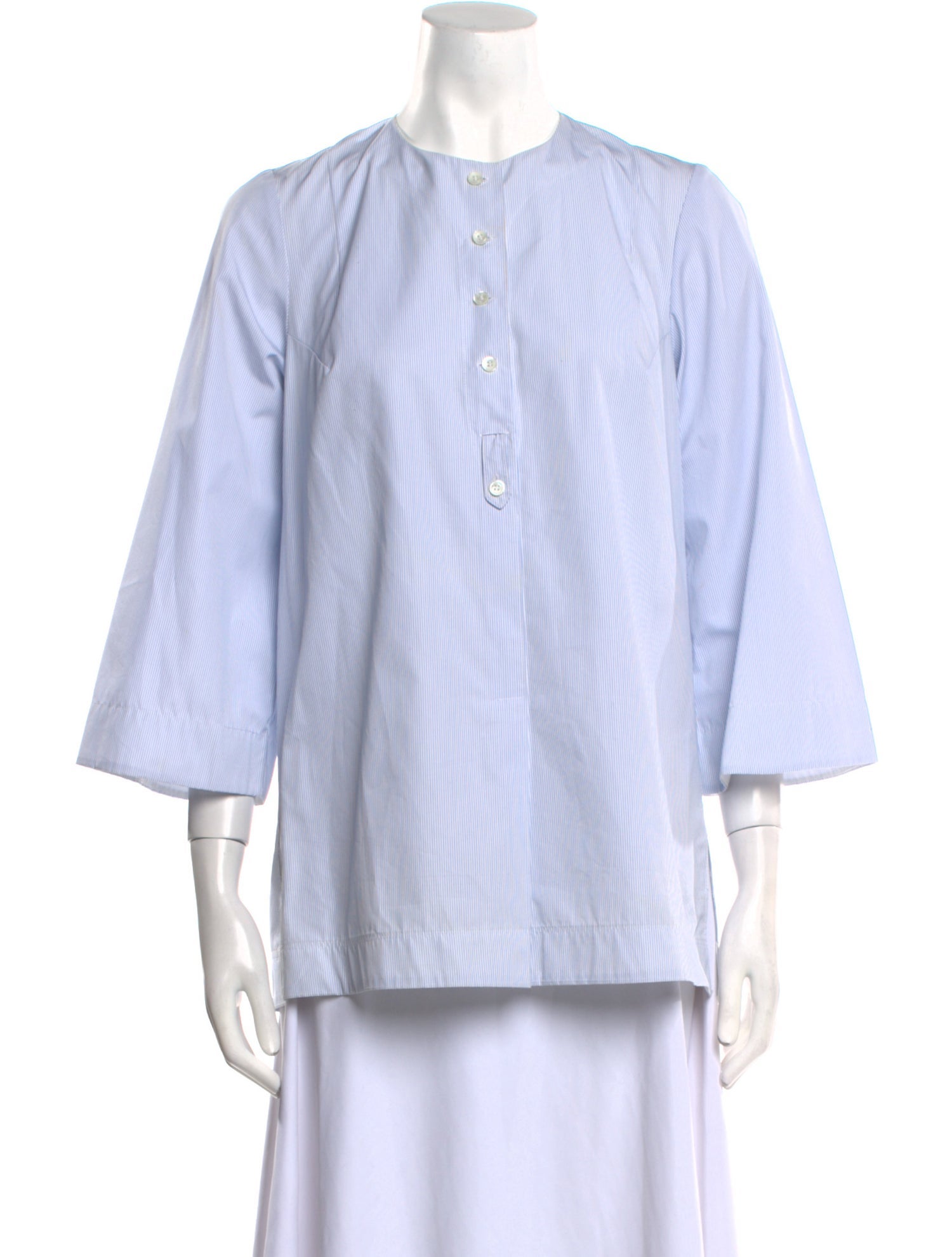 Celine Striped Mock Neck Polo