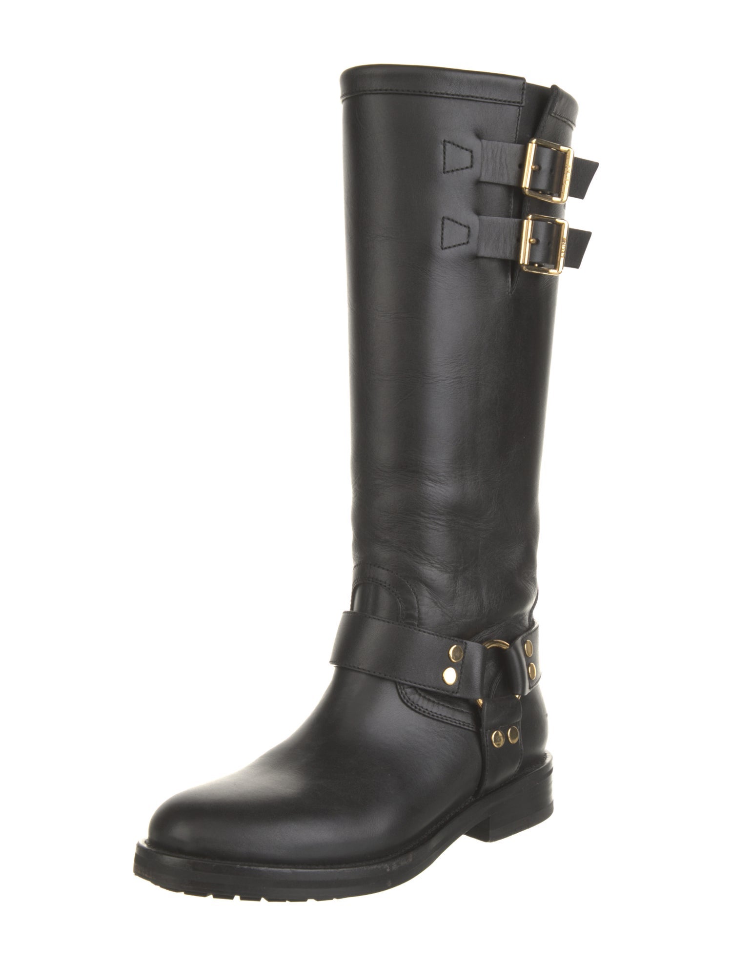 Celine Leather Studded Accents Riding Boots