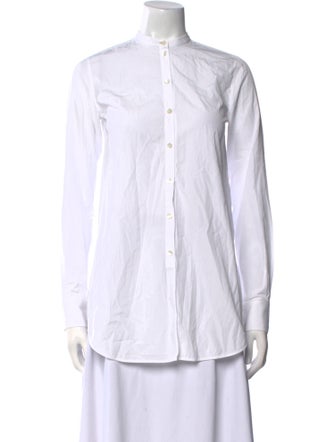 Celine Mock Neck Long Sleeve Button-Up Top