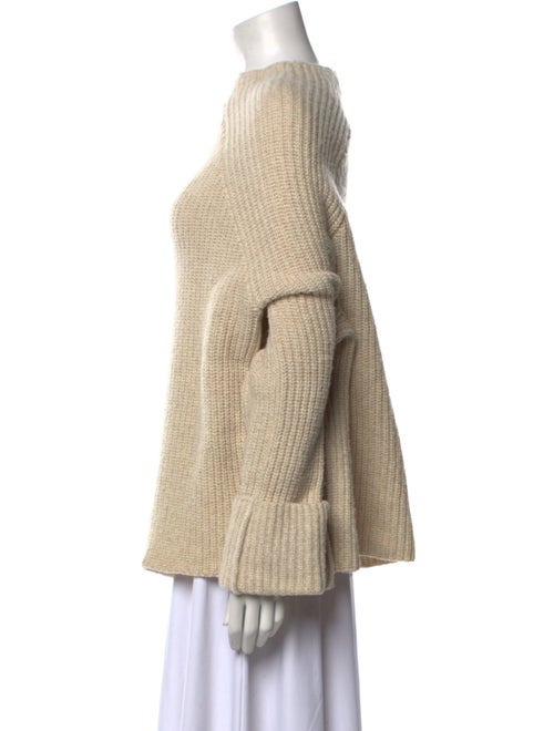 Celine Mock Neck Rib Knit Wool Sweater