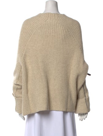 Celine Mock Neck Rib Knit Wool Sweater
