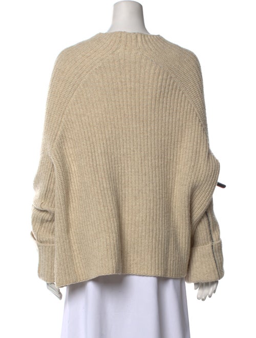 Celine Mock Neck Rib Knit Wool Sweater