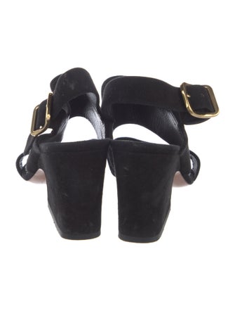 Celine Suede Cutout Accent Slingback Pumps