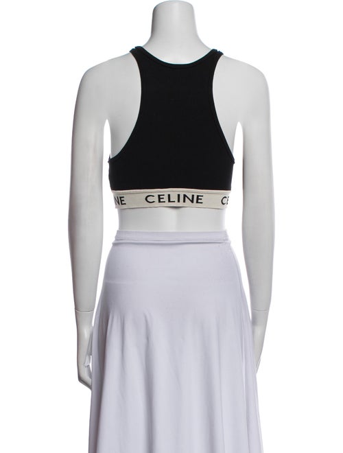Celine Graphic Print Scoop Neck Crop Top