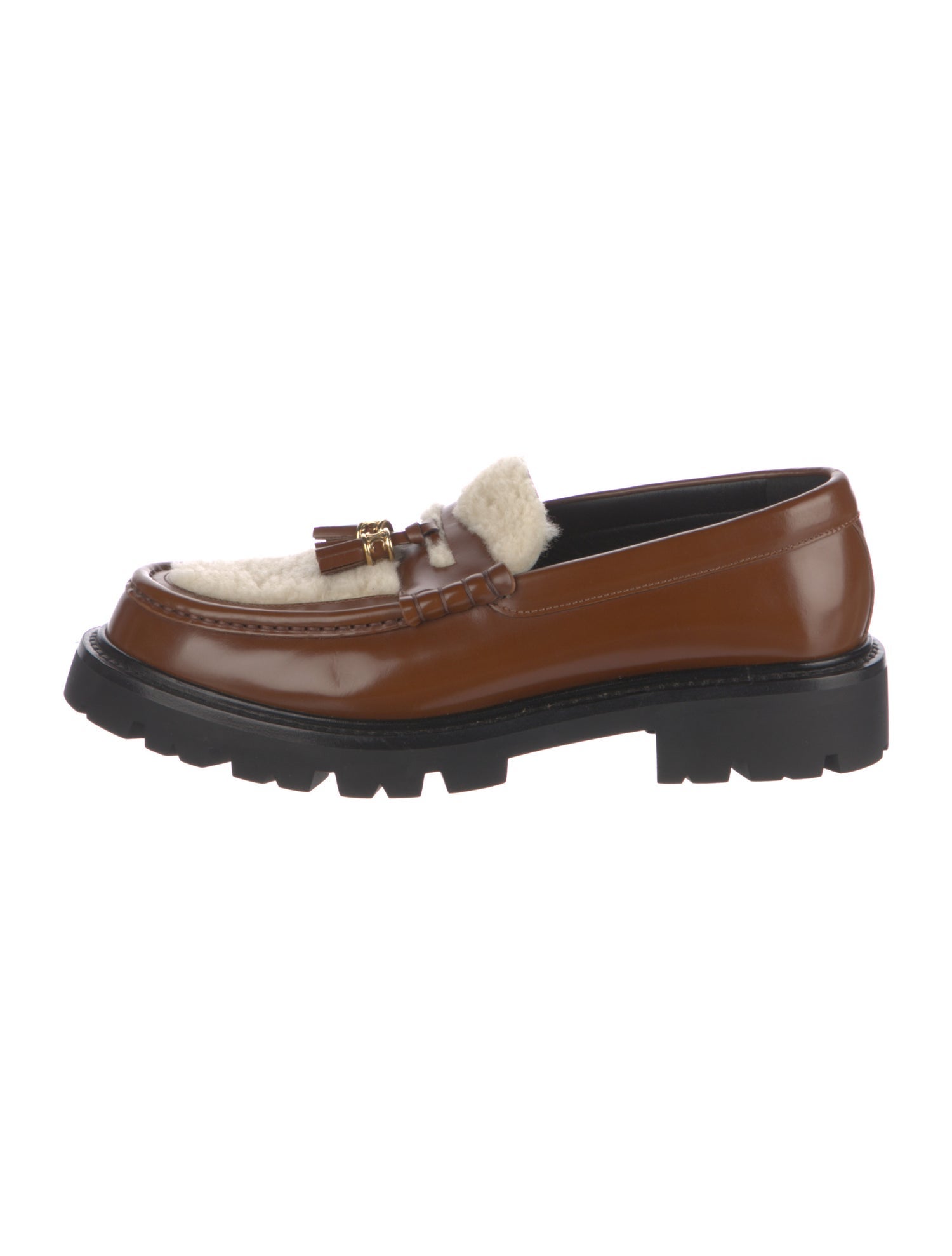 Celine Leather Tassel Accents Loafers