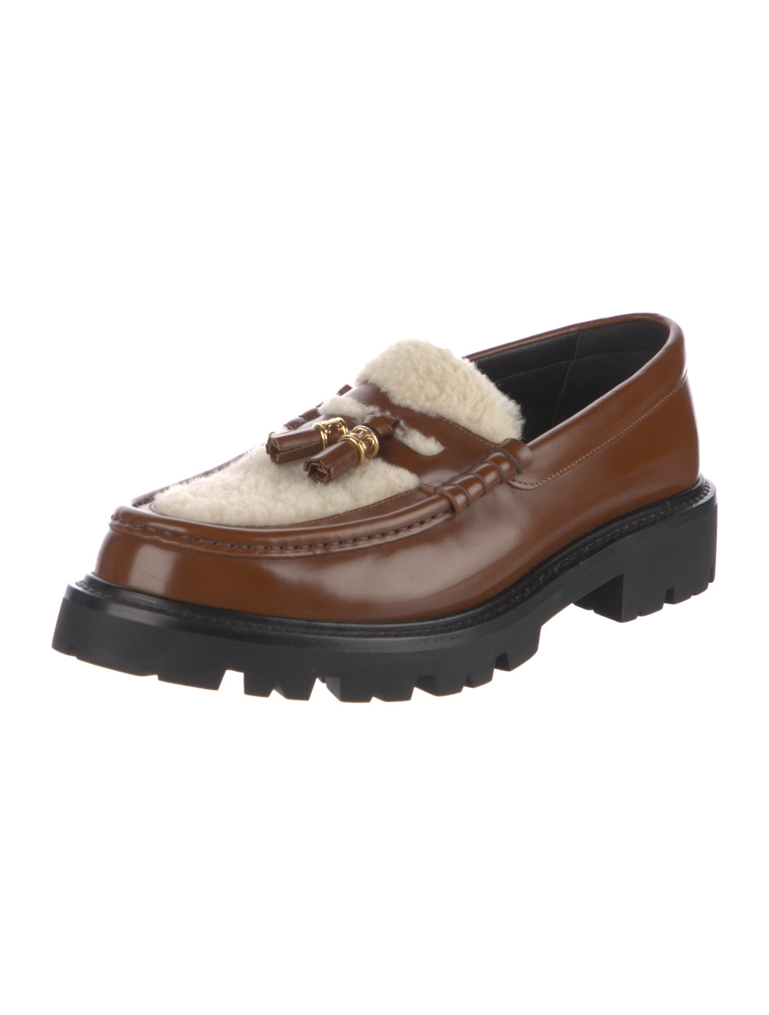 Celine Leather Tassel Accents Loafers