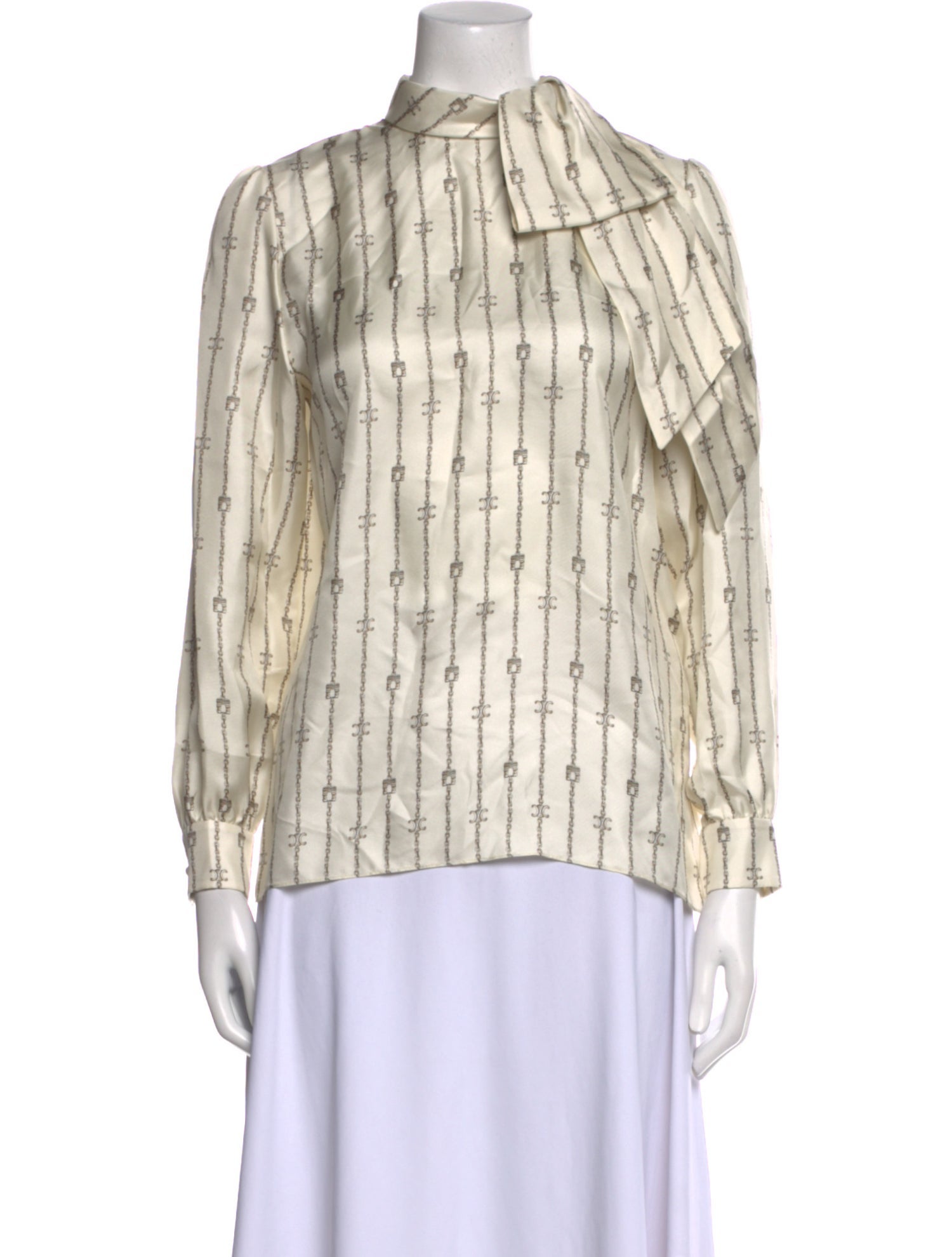 Celine Silk Printed Button-Up Top w/ Tags