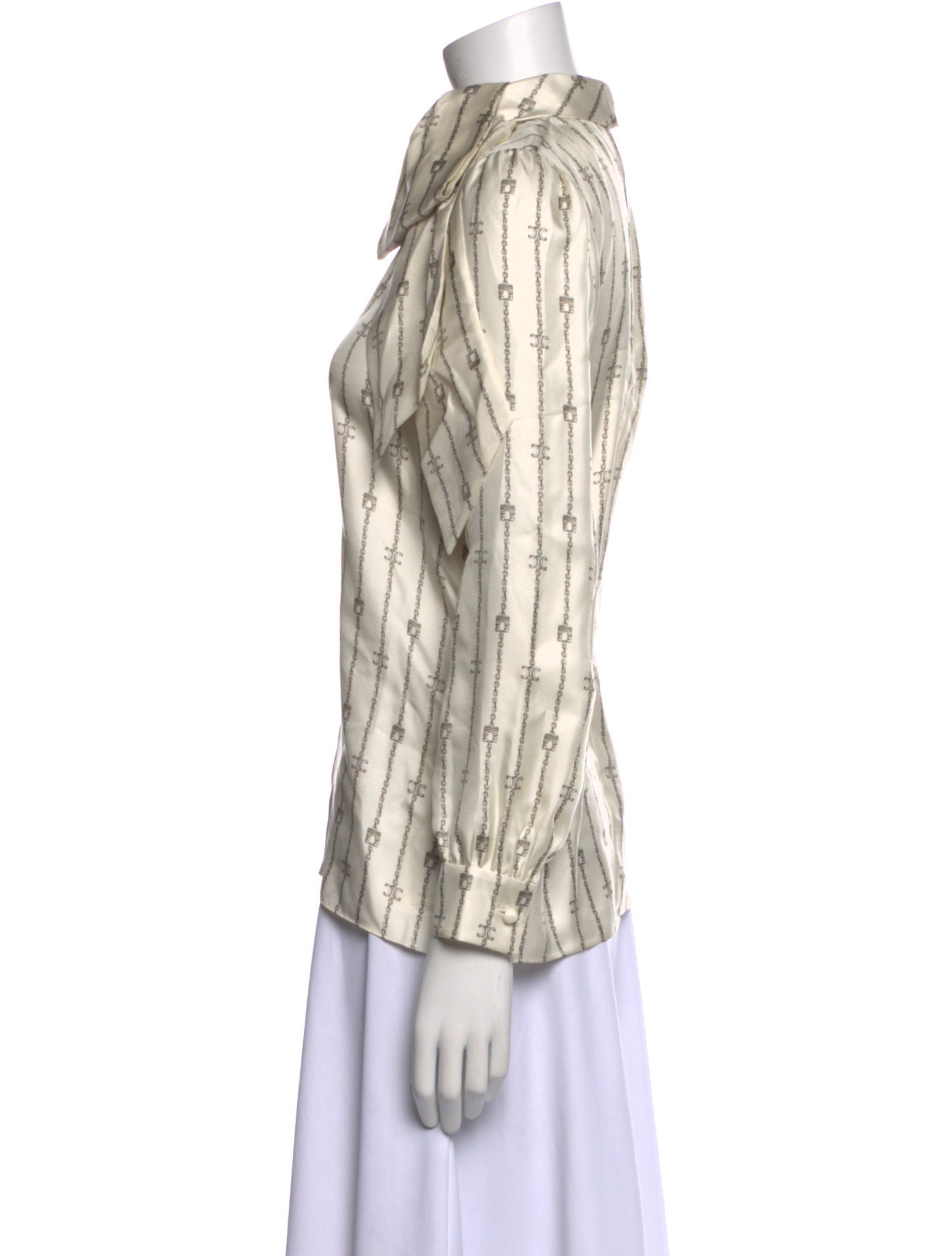 Celine Silk Printed Button-Up Top w/ Tags