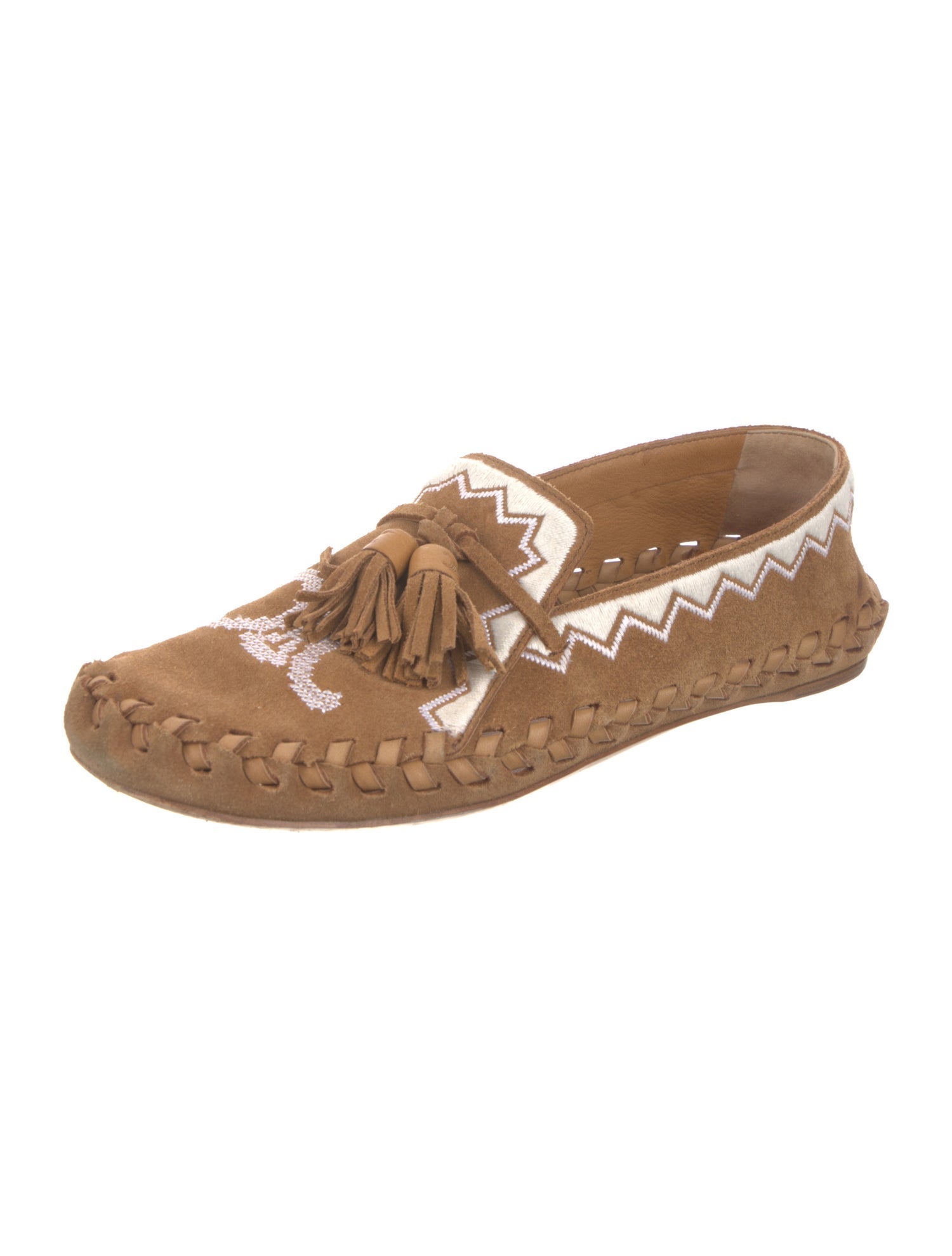 Celine Suede Whipstitch Trim Loafers