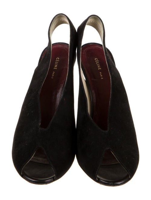 Celine Suede Cutout Accent Slingback Pumps
