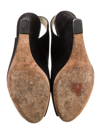 Celine Suede Cutout Accent Slingback Pumps