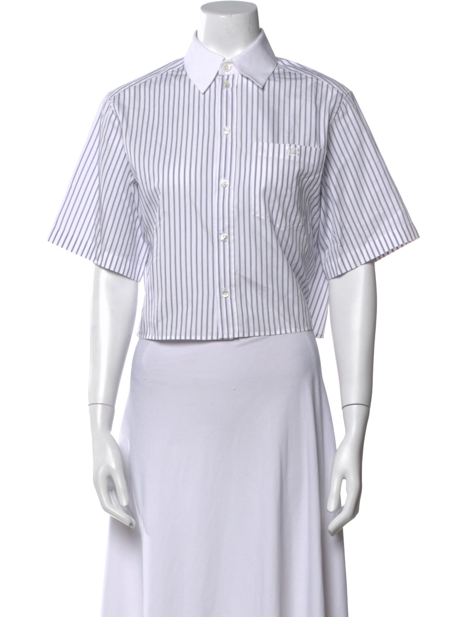 Celine Striped Short Sleeve Crop Top