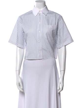 Celine Striped Short Sleeve Crop Top