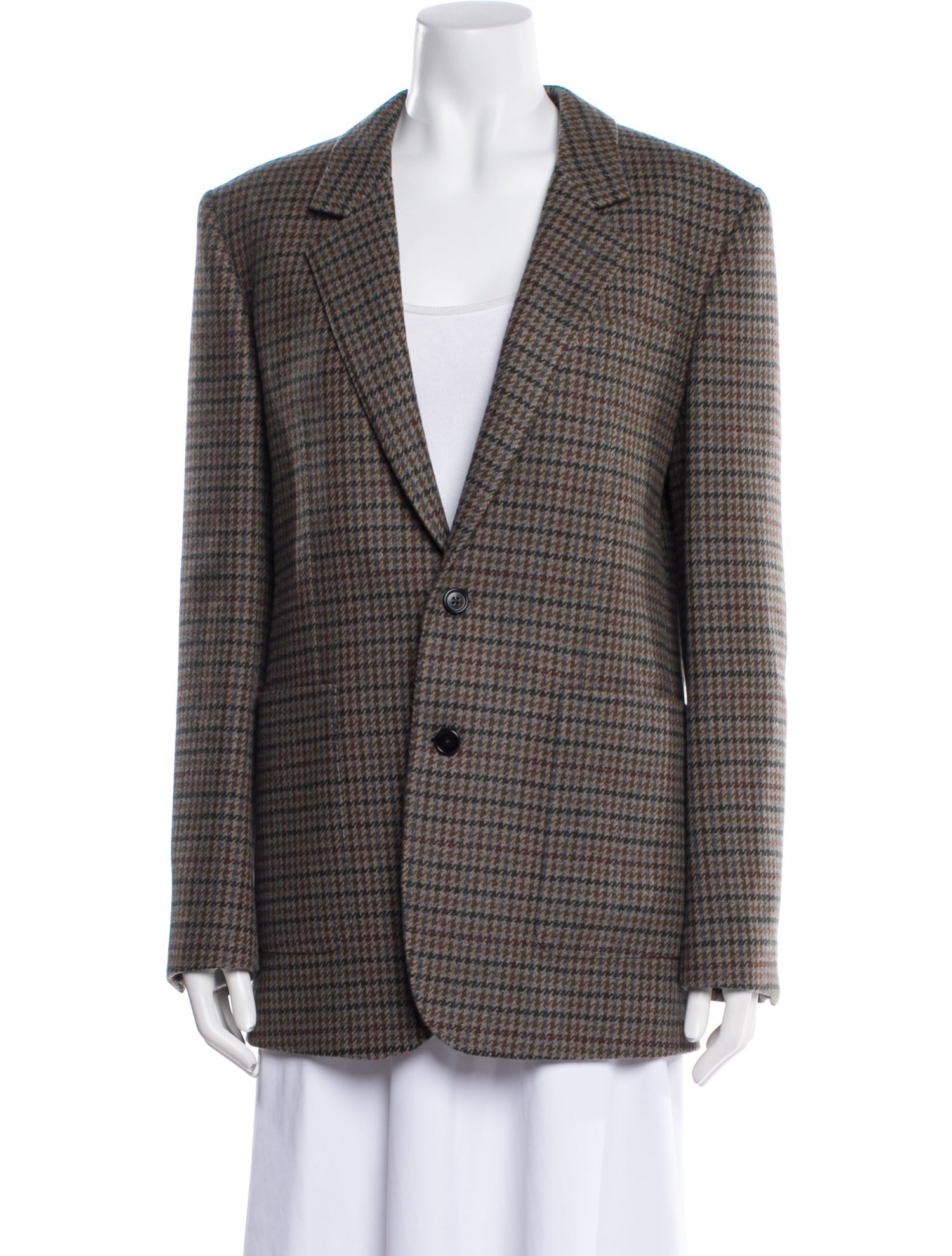 Celine Cashmere Houndstooth Print Blazer
