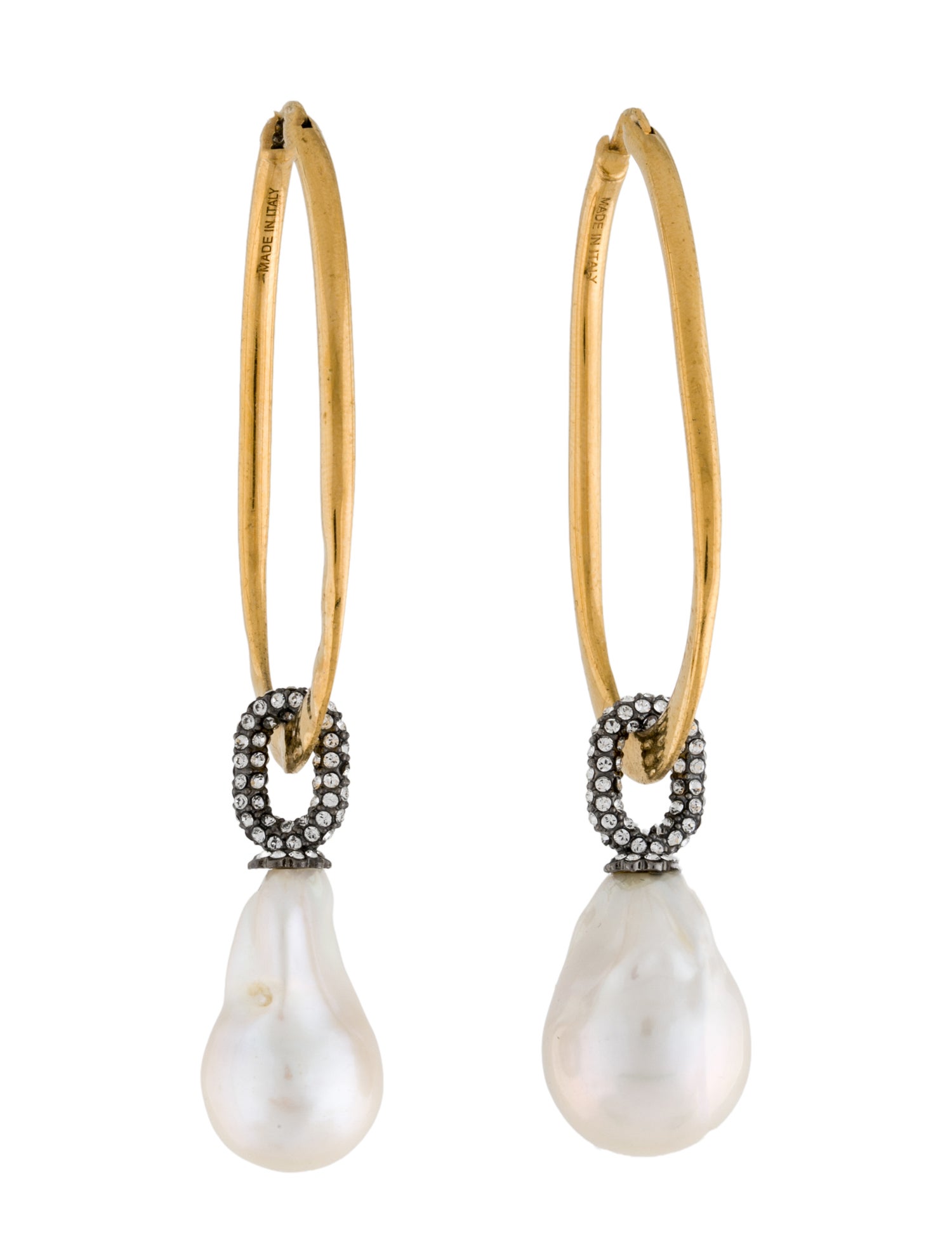 Celine Baroque Pearl & Crystal Hoop Earrings