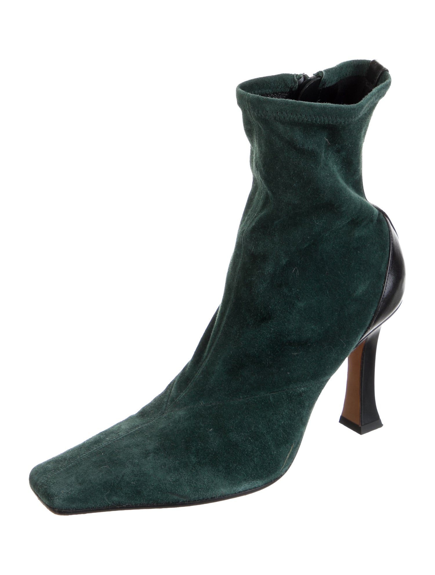 Celine Suede Leather Trim Embellishment Sock Boots