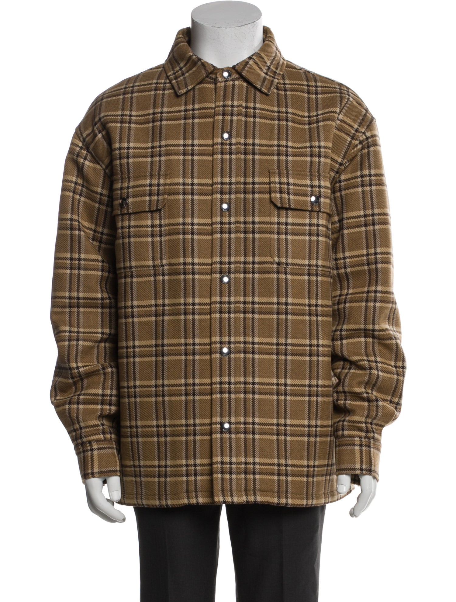 Celine Wool Plaid Print Peacoat w/ Tags