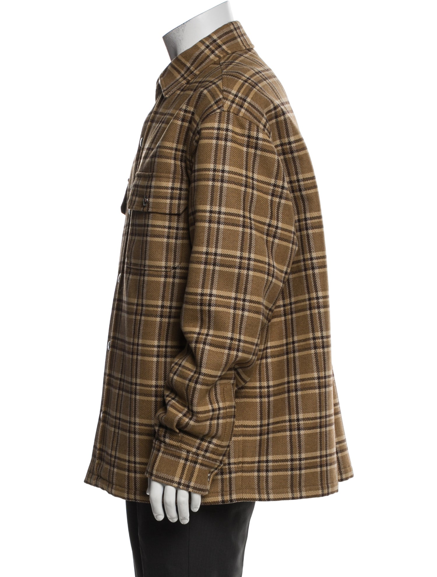 Celine Wool Plaid Print Peacoat w/ Tags